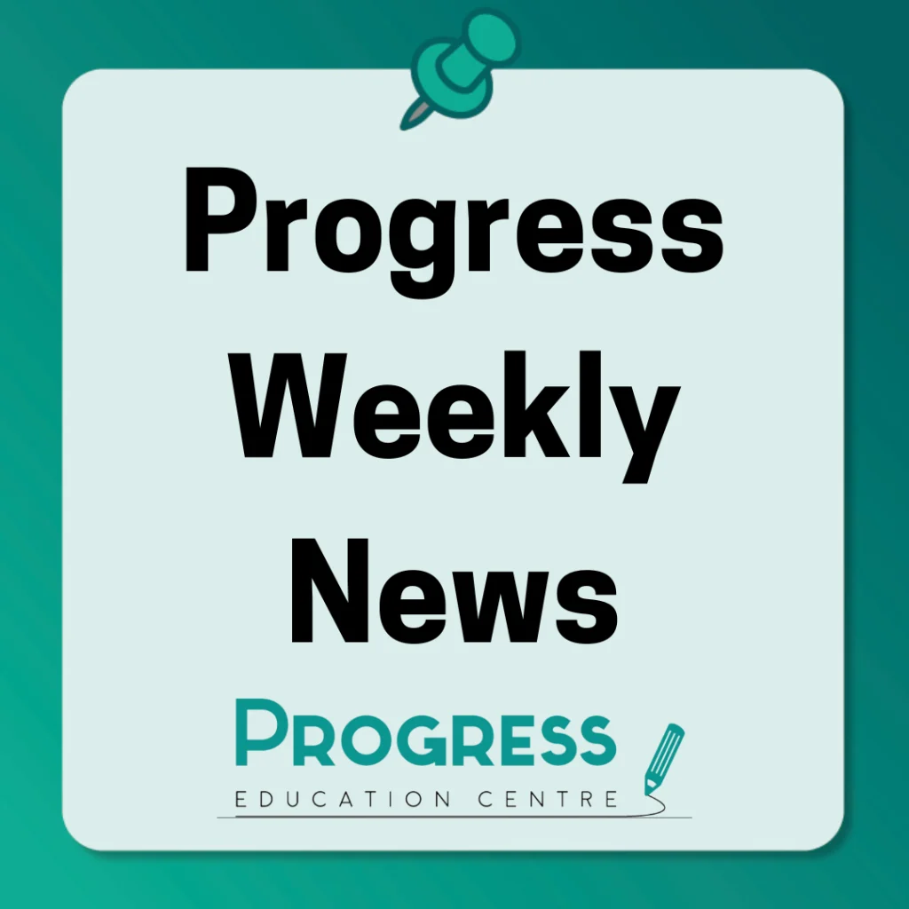 Progress Weekly News graphic with the Progress Education Centre logo