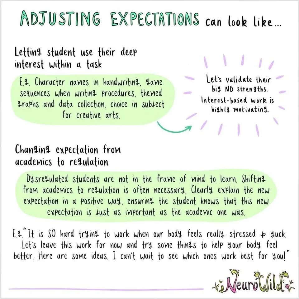 NeuroWild illustration of adjusting expectations through interests and regulation